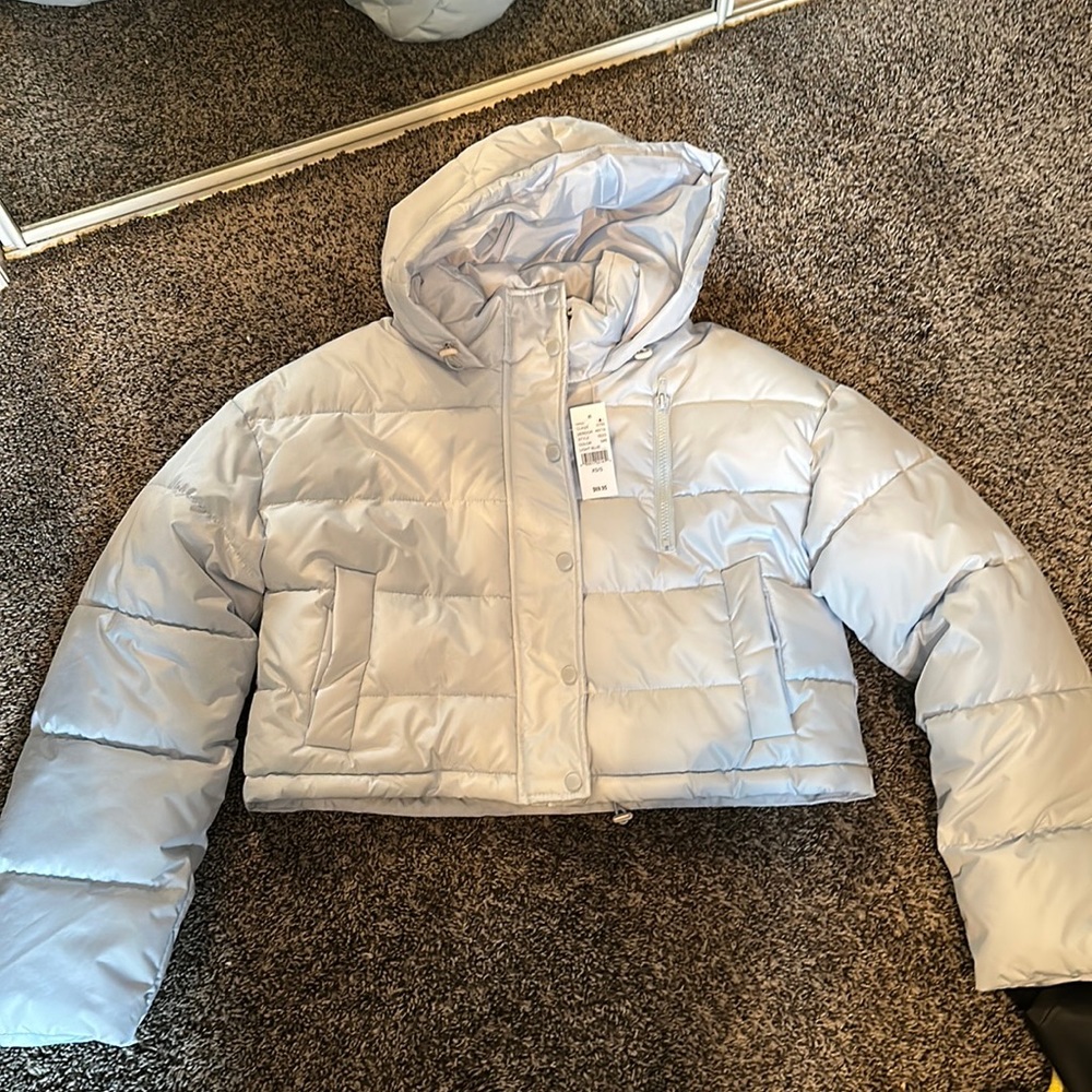 NWT Cropped Baby Blue Puffer Jacket